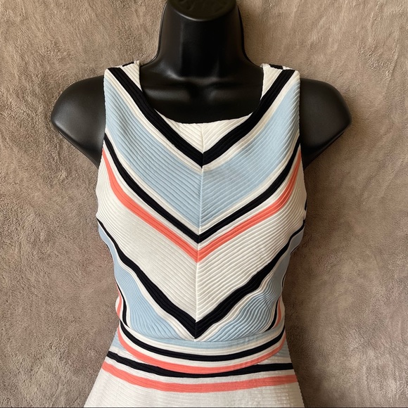 White Striped A Line Dress - Picture 2 of 10